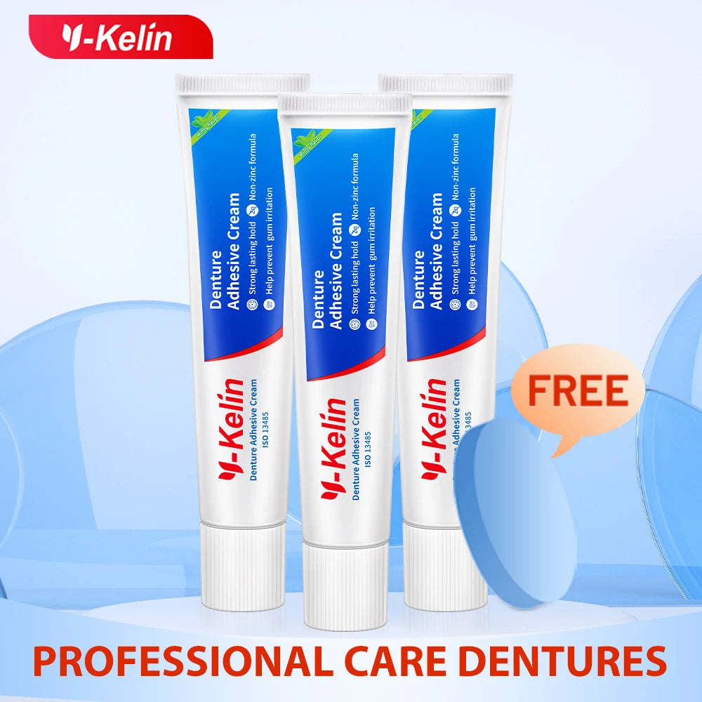Y-Kelin Prothese Adhesive Creme 120 Gramm (40g * 3 Packs) starke Dentadura Prothese Zähne GlueRemovable Falsche Ältere Geschenk