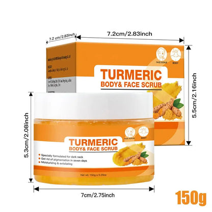 Kurkuma-Peeling, 150 g, hautaufhellendes Peeling, Gesichts- und Körperpeeling, entfernt abgestorbene Haut, tief reinigendes Bikini-Peeling für dunkle Innenseite